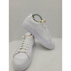 Nike Blazer Platform Low Womens Size 9 Triple White Leather Sneaker DJ0292-100
